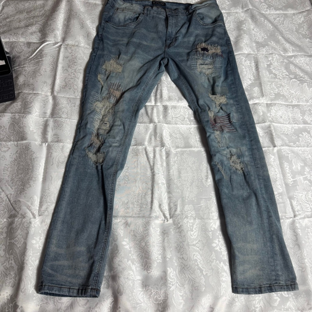 Men's M. Society Blue Distressed Jeans Waist 36x32